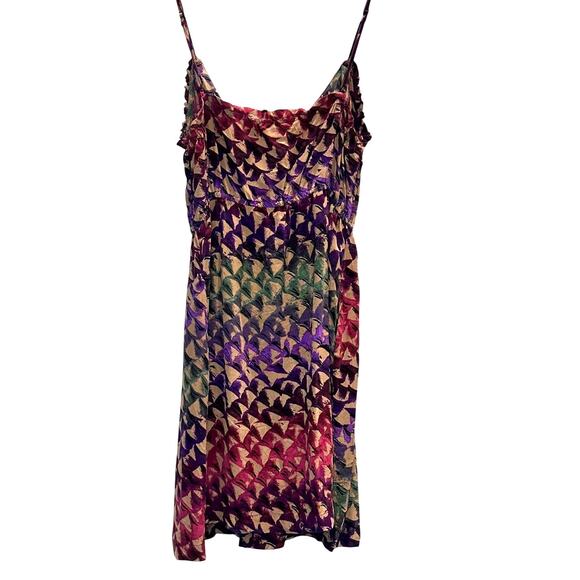 Ecote – Printed Satin Slip Mini Dress – Magenta Multi – S - Picture 4 of 4